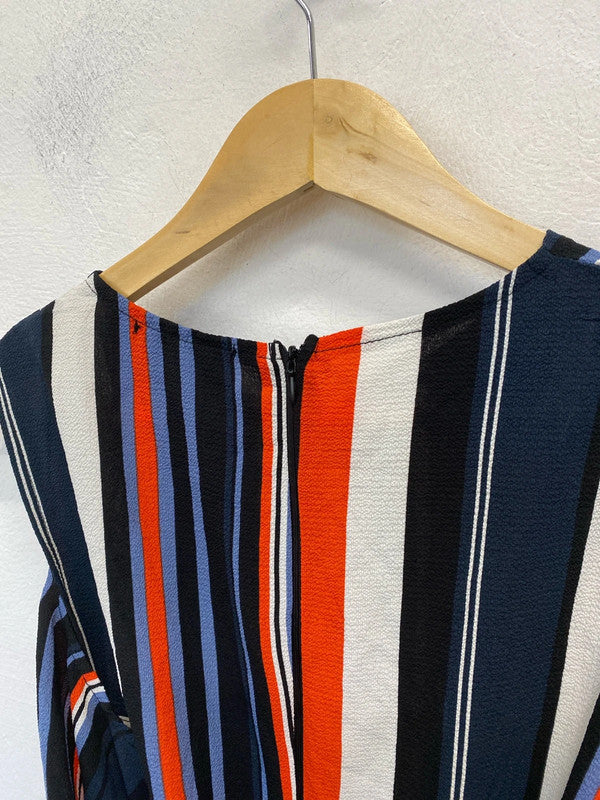 Fab A X Paris striped Playsuit sunset vibes Uk14 crepe GW001