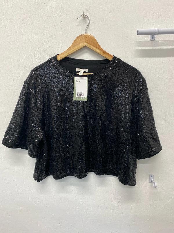 Fabulous H&M sequin cropped t shirt UkXL LG006