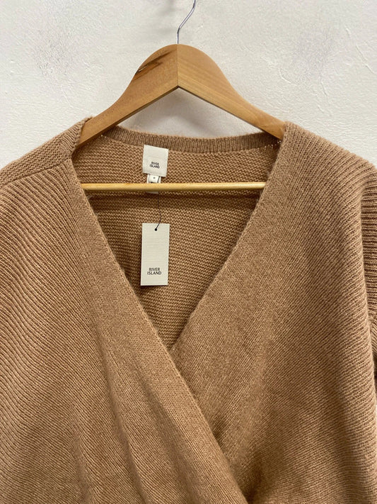 Lovely river island rose knit v neck wrap knit jumper UK 8 KM004