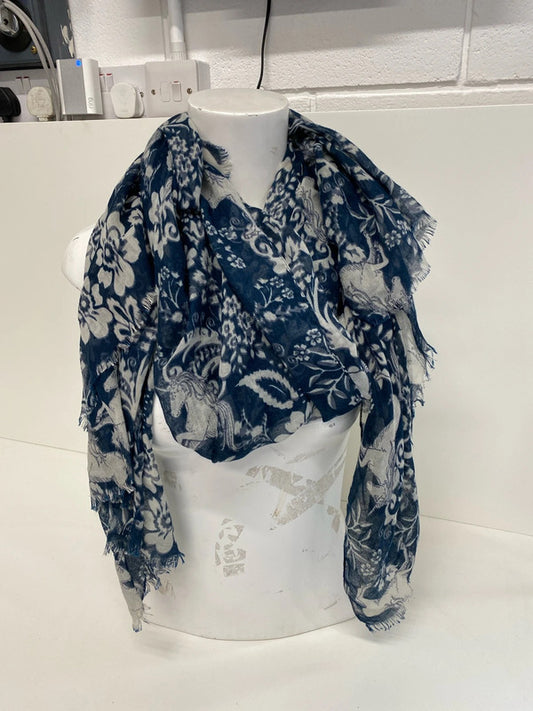 Fabulous Navy & Ivory horse scarf by Accessorize JR001