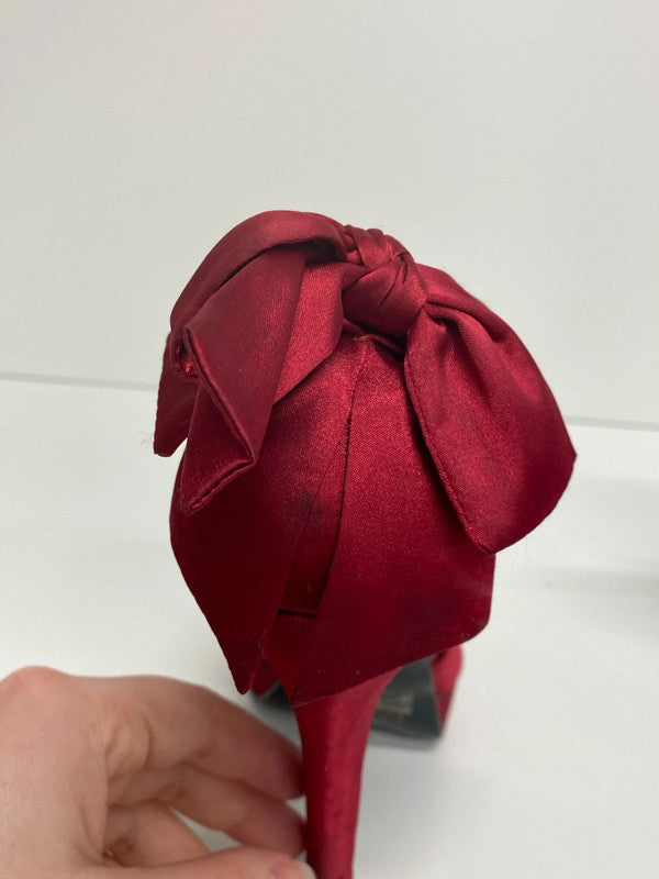 Carvela Elegant Red Satin Bow Detail Heels UK 5 AE001