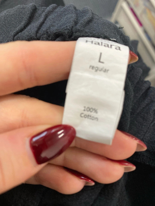 Lovely halara black wide leg trousers cotton UK L LG004