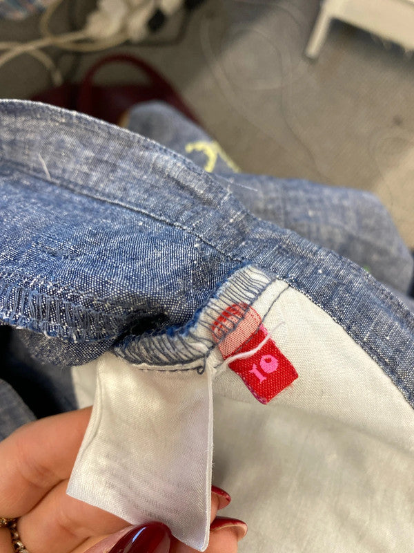 Stunning chilli pepper cropped embroidered trousers lightweight Uk 10 AG005