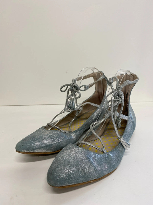 Fabulous Boden silver turquoise Ballet flats leather pearlescent Uk5 MH002