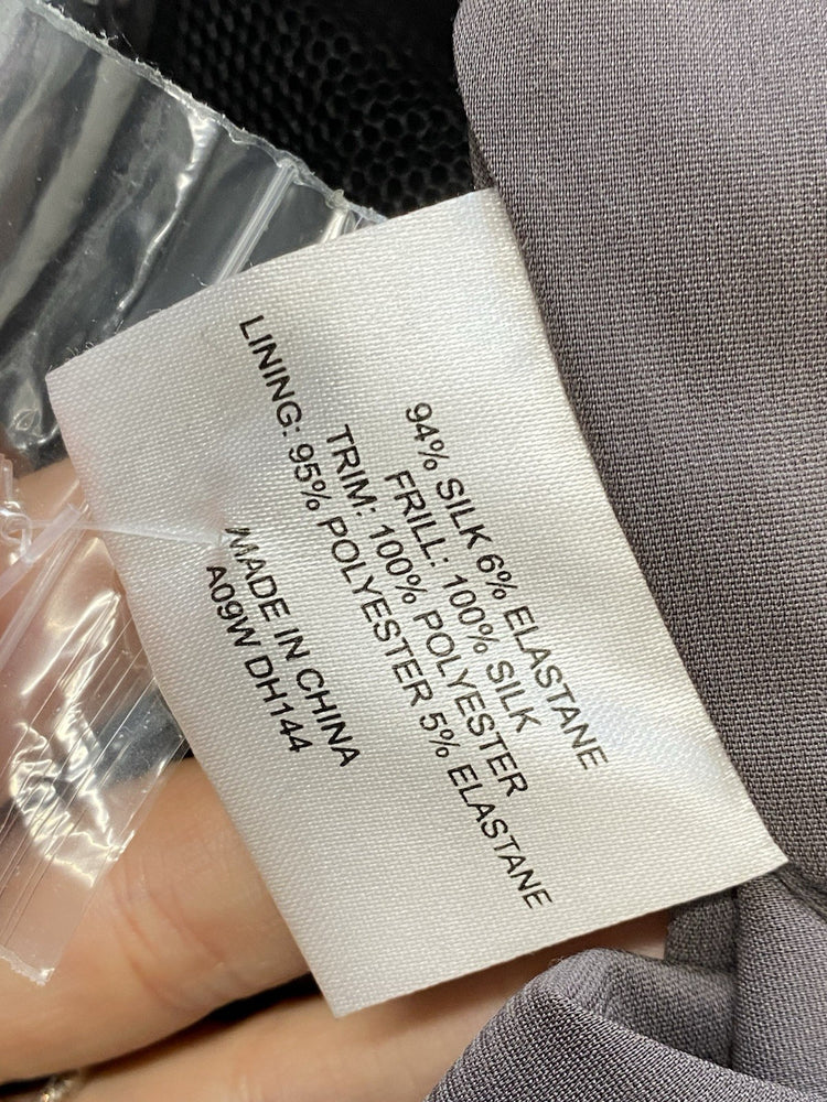 Gorgeous Karen Millen Tiered Strapless Grey Silk Dress UK 10 LD003