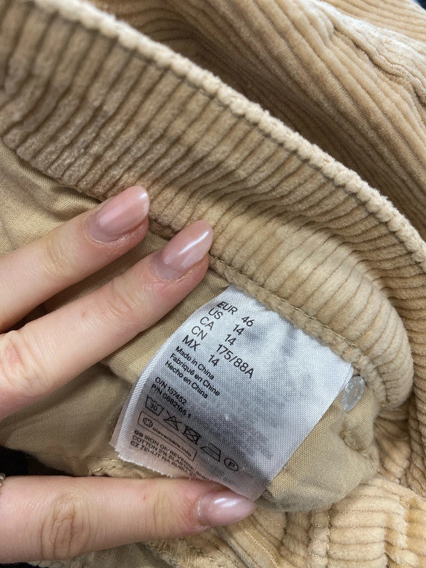Lovely H&M sand beige cream cord trousers UK 18 KM003