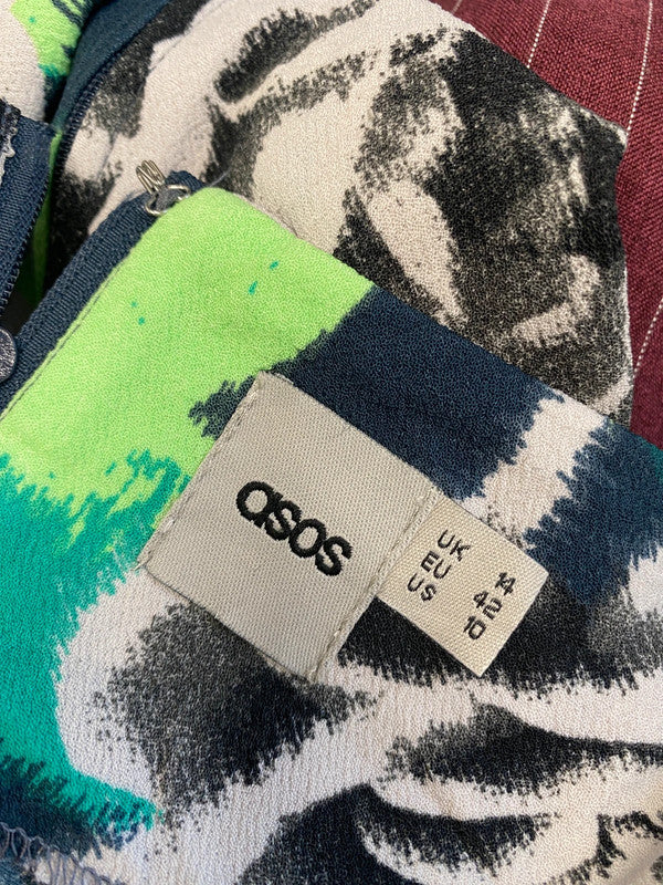 Lovely asos rose green midi grey dress UK 14 MD002