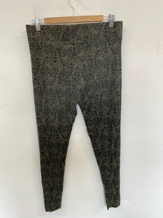 M&S Stylish Green Animal Print Leggings UK 14 LG004