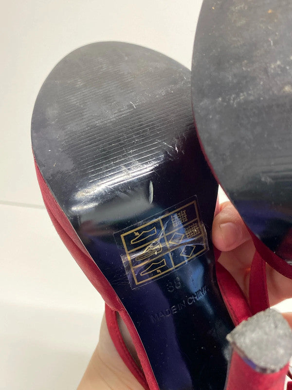 Carvela Elegant Red Satin Bow Detail Heels UK 5 AE001