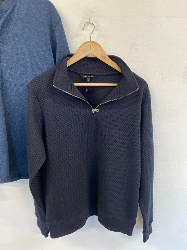 Classic gents jumper duo 1/4 Zip grandad navy M Next Peacocks #1 JR001