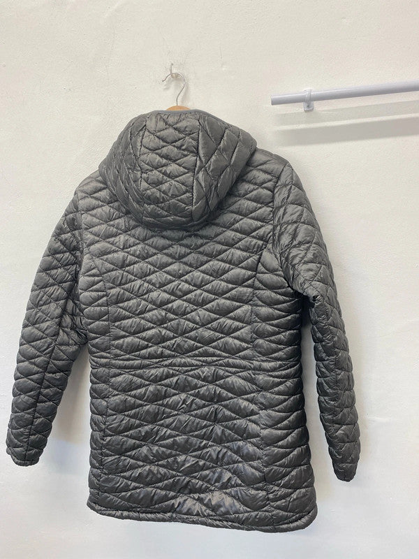 Fabulous Steve Madden silver quilted puffer jacket faux fur lining UkL (16) MW001