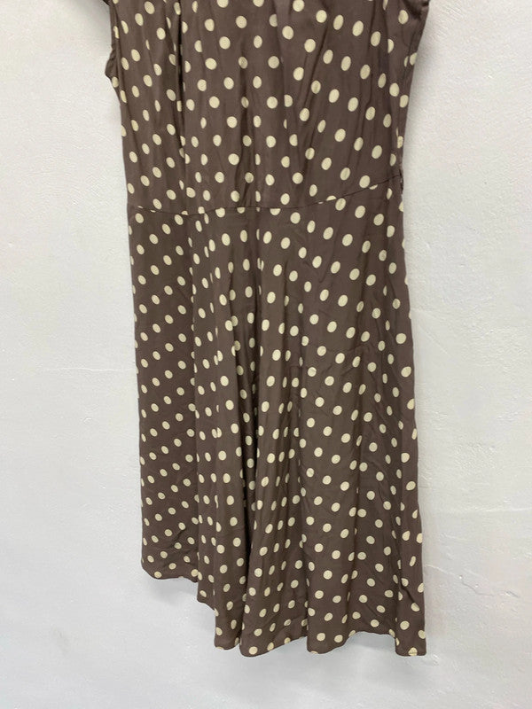 Fabulous Classic fawn & cream spotty summer dress Wallis Uk12 KD001