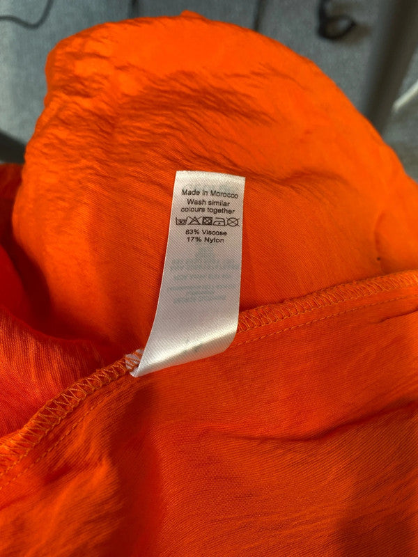 Fabulous George Bright tangerine orange midi occasion dress Uk16 EC003