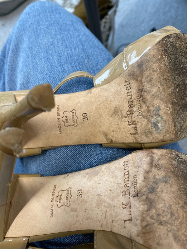 Fabulous LK Bennett taupe patent stilletos UK6 KM004