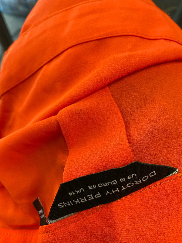 Fabulous Dorothy Perking cold shoulder orange loose top Uk14 LW005