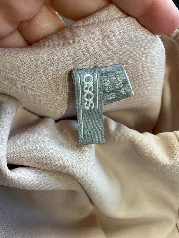 Asos Fabulous Rose Pink Asymmetric Midi Dress UK 12 MB001