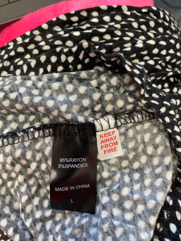 Lovely midnight black white spotted tunic dress UK L WS001