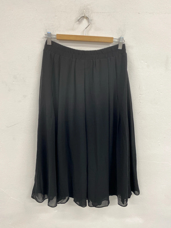 Hush Elegant Black Chiffon Midi Skirt UK 6 SN002