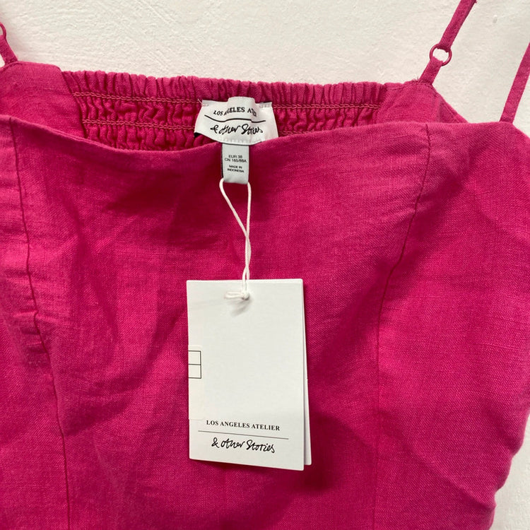 & Other Stories Cami Pink Linen Mini Dress NWT UK 12 KS002