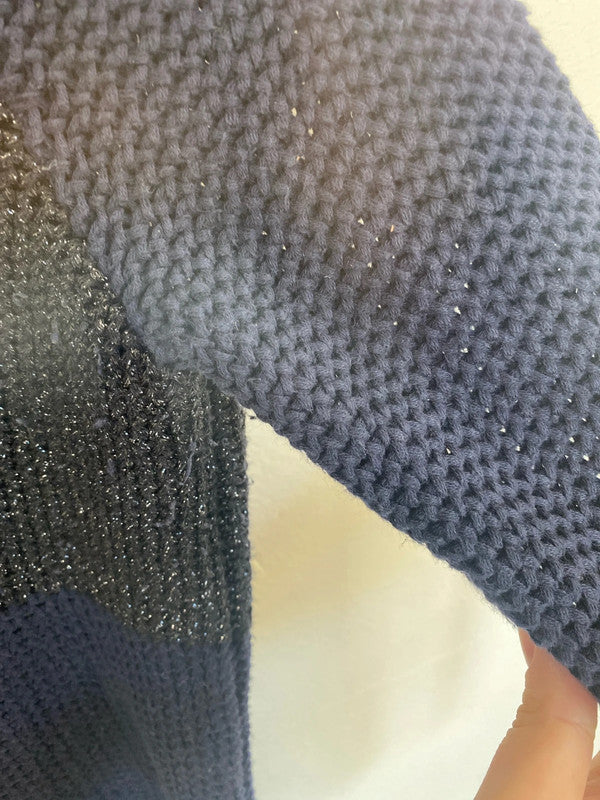 M&S Fabulous Navy Sparkle Knit Jumper UK 10 GK002