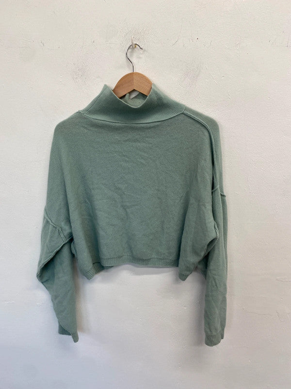 Lovely Free People Mint Cashmere Jumper High Neck UK XS RF001