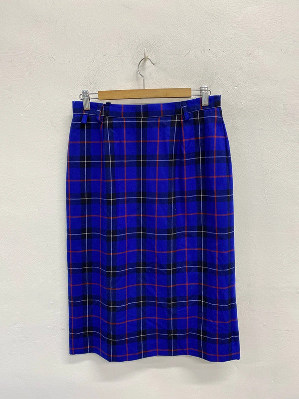 Fabulous Vintage wool tartan pencil skirt Uk10-12 W30 KD001