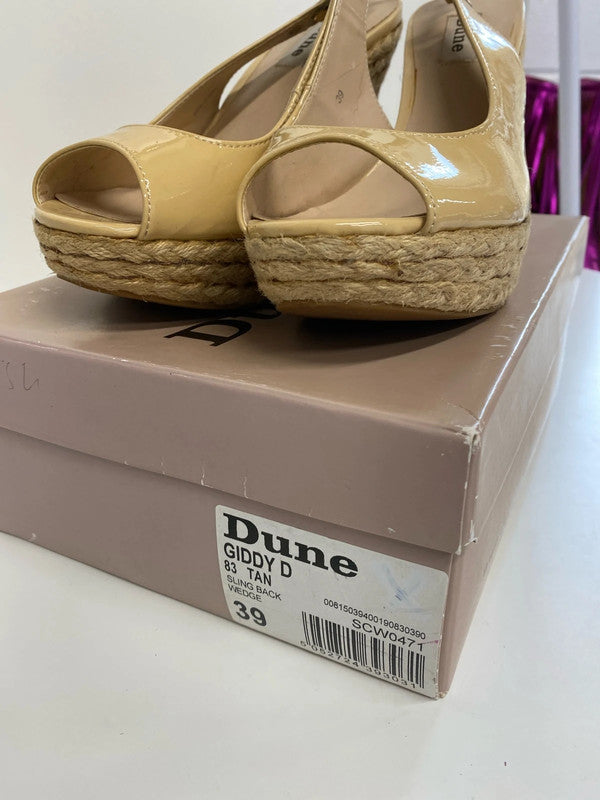 Fabulous Dune leather & rafia wedges UK6 nude NN001