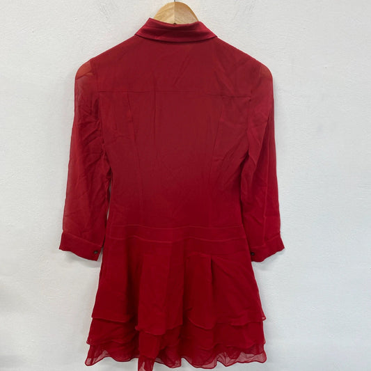 Karen Millen Red Chiffon Tiered Mini Dress UK 8 KM004