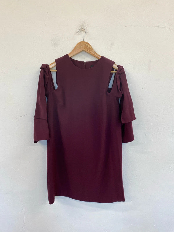 River Island Chic Burgundy Cold Shoulder Tunic Dress UK 14 GW001