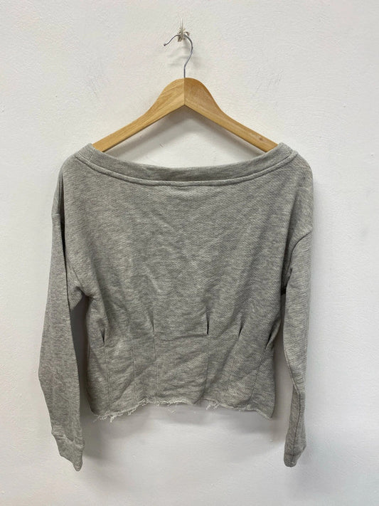 Asos Chic Grey Boat Neck Raw Hem Fitted Sweatshirt UK 10 HA001