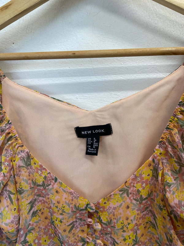 Lovely new look pink floral blouse UK 8 JM008