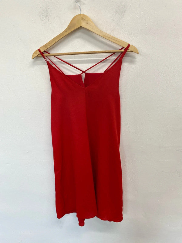 Gorgeous red slip river island cross over dress UK 10 LL003