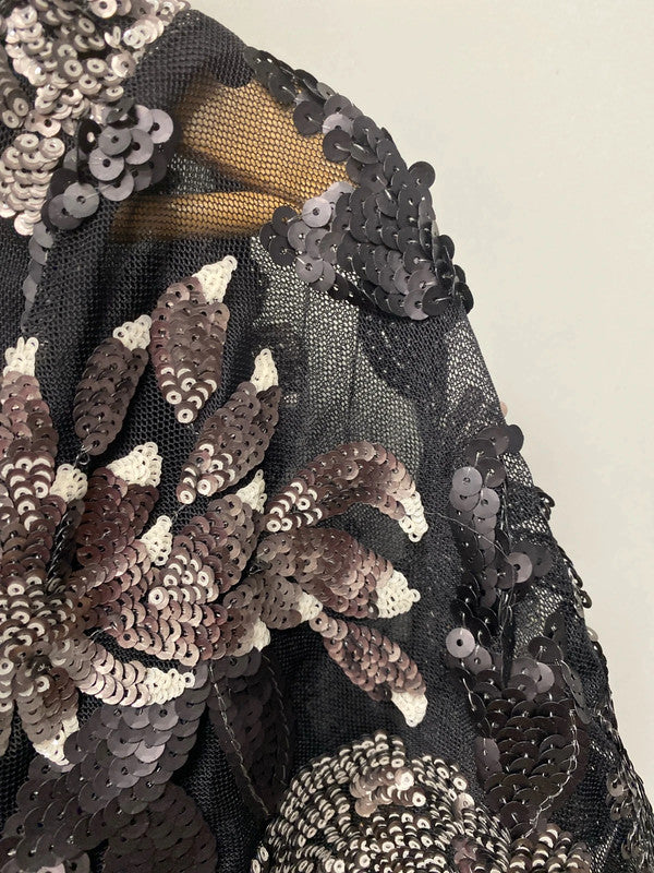 Fabulous M&Co sequinned bolero shrug M black silver KS001