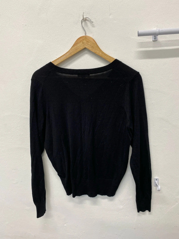 Fabulous black V Neck soft fine knit jumper wardrobe staple KM003