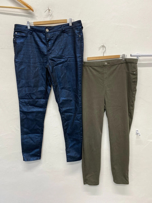 Fabulous duo of leggings sparkly blue & Khaki Uk20 #8 YM001