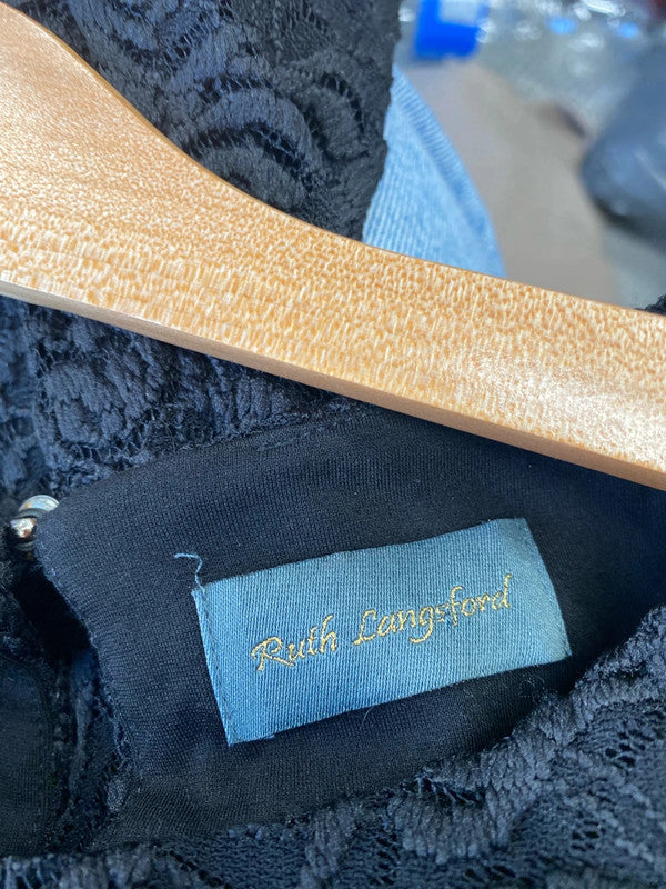 Fabulous Ruth Langsford Lace effect stretch black midi dress Uk12 MW001