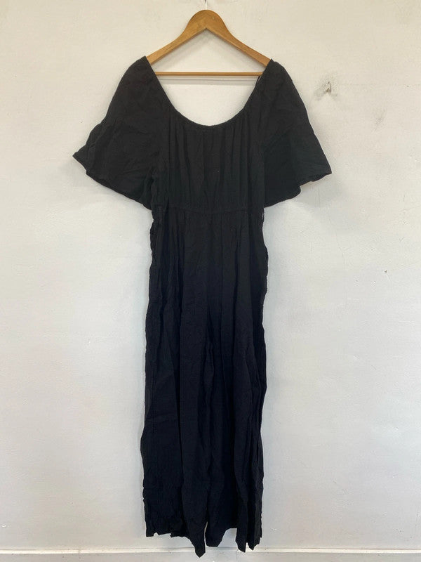 TU Stylish Black Bardot Jumpsuit UK 16R LK006