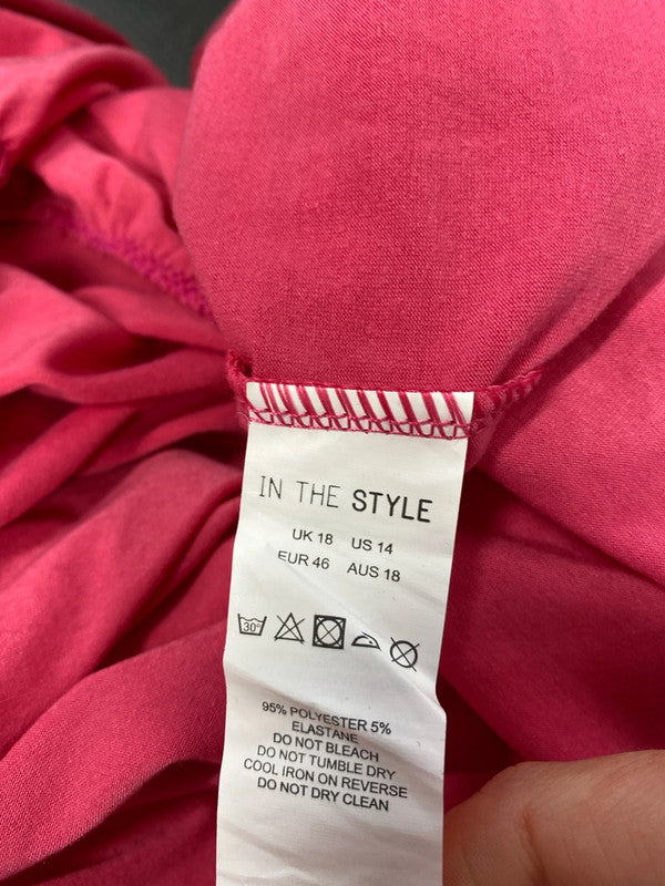 Fabulous In the Style pink jersey peplum top New Uk18 CR002