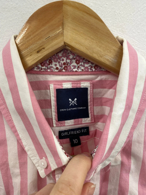Crew Clothing Company Stylish Pink Stripe Girlfriend Fit Shirt UK 10 MM005