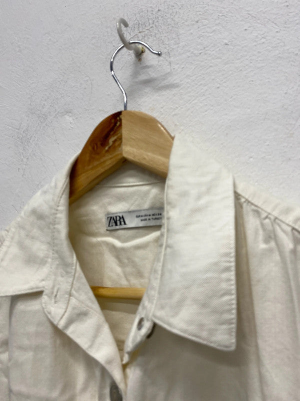 Fabulous Zara Cream Denim Midi shirt Dress UkM KS002