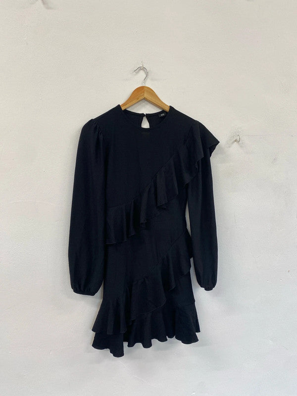 Stunning river island a symmetric ruffle mini dress uk 8 KM004