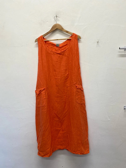 Fabulous Vera Tucci coral linen Midaxi tunic dress LW005