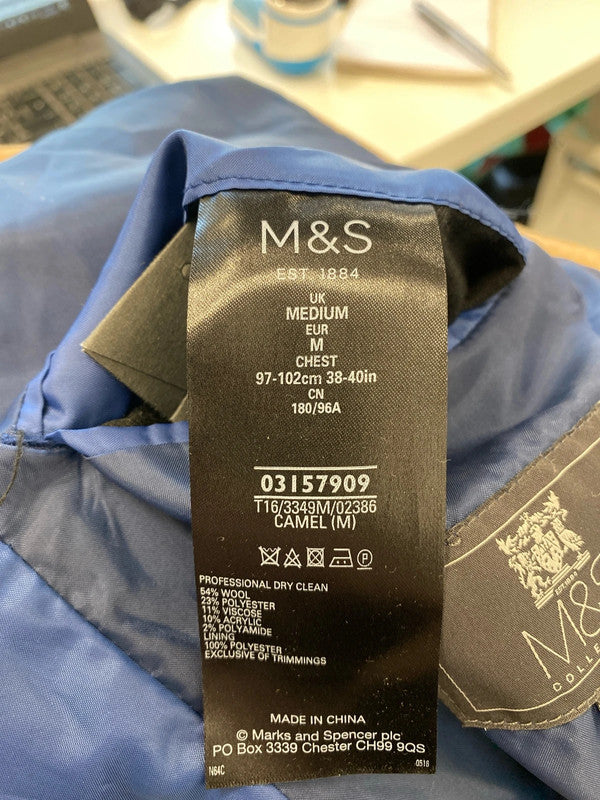 Lovely m&s men’s brown wool blend overcoat UK M CJ001