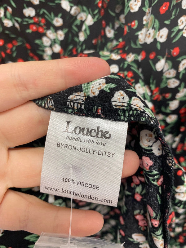 Louche Gorgeous Black Byron Jolly Ditsy Floral Shirt UK 8 CD001