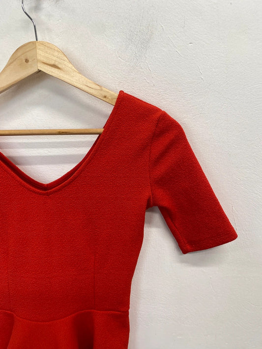 Lovely Topshop red peplum top UK 8 HDR01