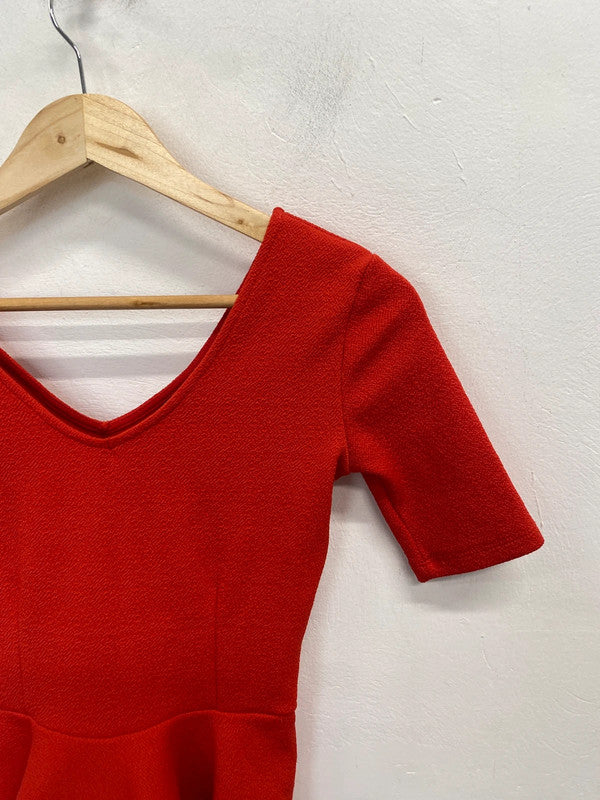 Lovely Topshop red peplum top UK 8 HDR01