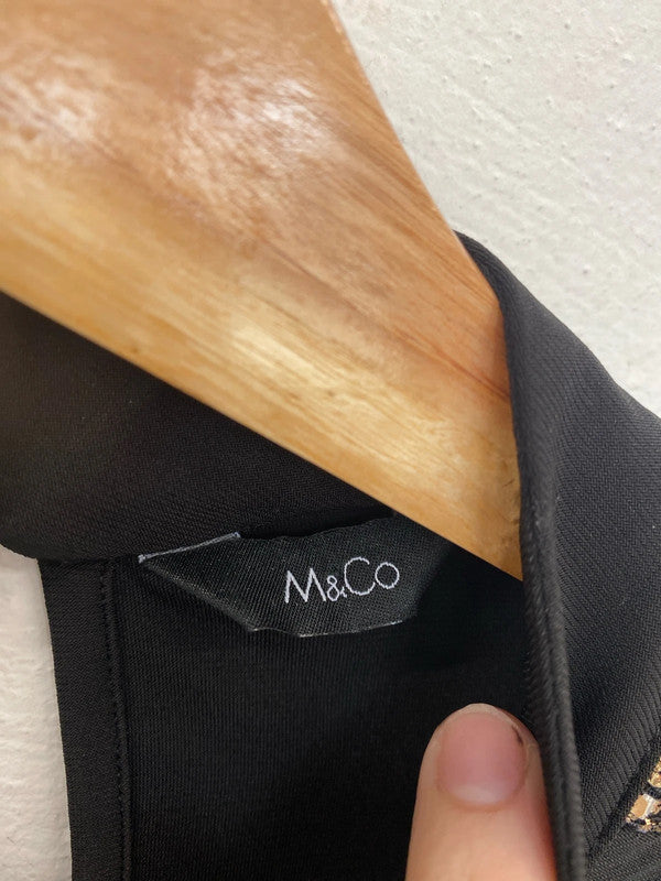 M&Co Glitzy Black & Gold Accent Blouse UK 10 MB001