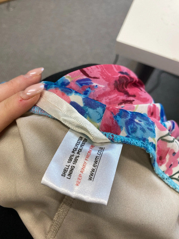 Stunning Edinburgh wooden mill isle floral chiffon midi skirt UK 16 IZ001