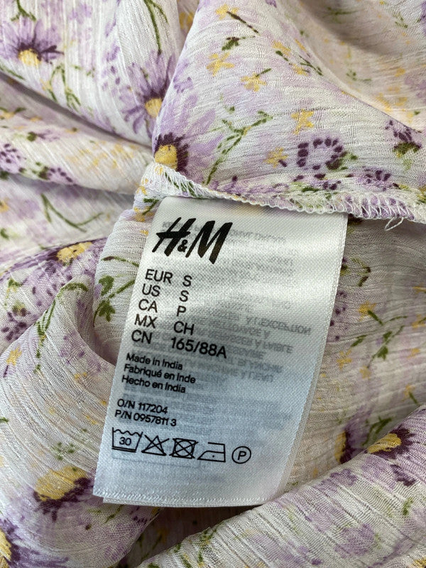 Fabulous H&M lilac flora wrap top lightweight fabric UkS JB001