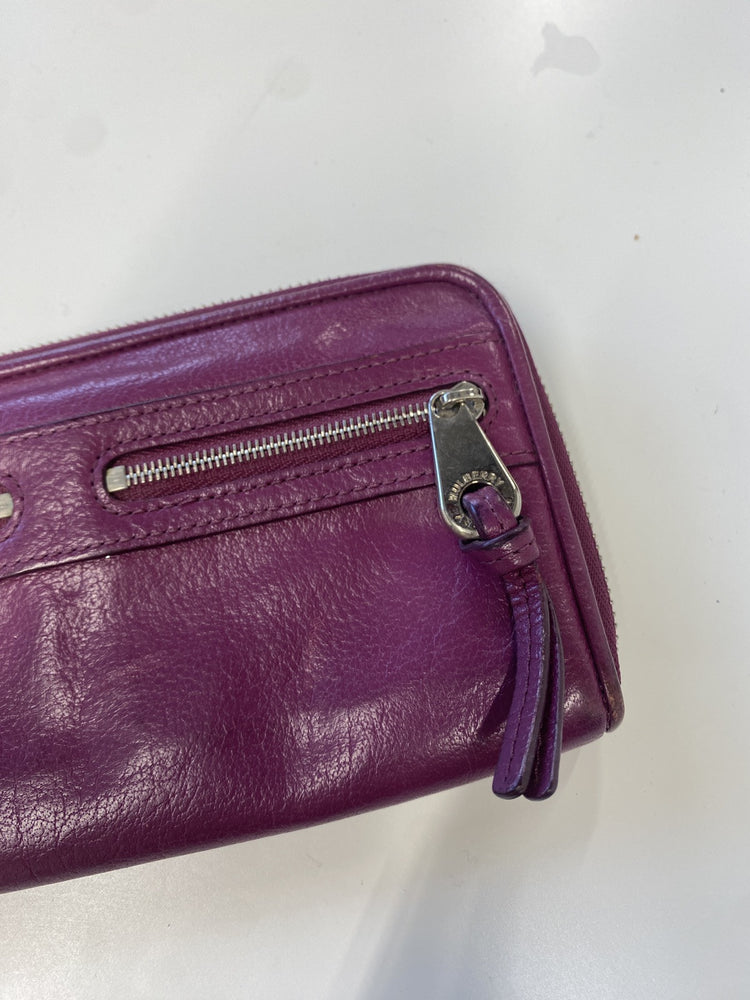 Lovely Mulberry Large Clutch Zip Around Purse in Fuchsia Leather One Size JP001